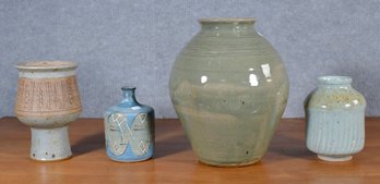 Vintage Signed Studio Pottery Vases, 4pcs. (CTF20)