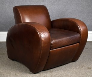 Contemporary Deco Style Brown Leather Club Chair, 2 Of 2 (CTF30)