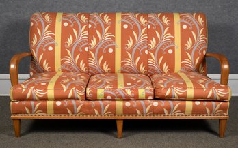 Mid Century Maple Upholstered Settee (CTF30)