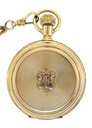 Antique 14k Gold Elgin Hunting Case Pocket Watch W/ Gold Filled Watch Chain (CTF10)