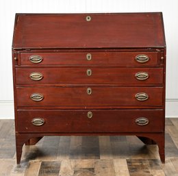 Antique Federal Slant Lid Desk In Red Paint (CTF30)