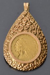 1913 2 1/2 Dollar Indian Head Coin Pendant (CTF10)