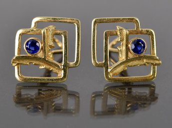 18k Yellow Gold Blue Sapphire Clip Earrings (CTF10)