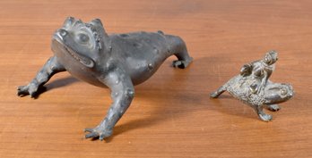 Vintage Asian Bronze Frog Ornaments, 2 Pcs. (CTF10)