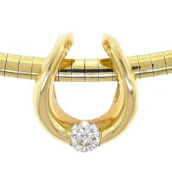 14k Gold 'patented 144-facet' Diamond Pendant & Omega Chain (CTF10)