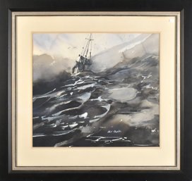 Ian Colpitts Watercolor, Trawler At Sea (CTF20)