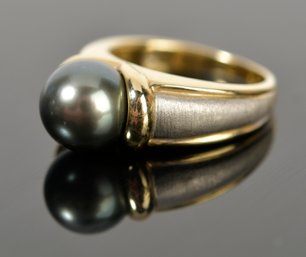 Albert David 14k Gold Tahitian Black Pearl Ring (CTF10)