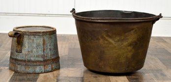 Antique Brass Pail With Wooden Bucket (CTF10)