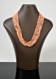 Pink Coral And 18k Gold Necklace (CTF10)
