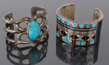 Two Antique Silver Cuff Bracelets (CTF10)