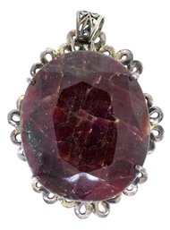 HUGE 400 Ct. Faceted Ruby Silver Pendant (CTF10)