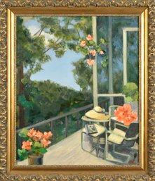 Ann Hadley Holloway Oil, Porch With Flowers (CTF20)