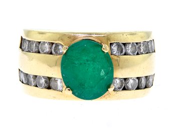 14k Gold Emerald & Diamond Ring (CTF10)