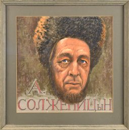 20th C. Pastel, Portrait Of Aleksandr Solzhenitsyn (CTF10)