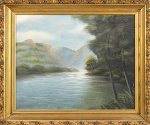 20th C. Oil Signed T. Bailey, Lake Landscape (CTF10)