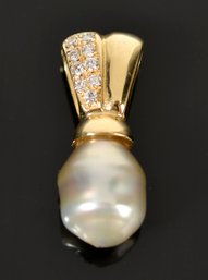 18k Gold, Diamond South Sea Baroque Pearl Slide (CTF10)