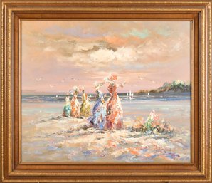 Marie Charlot Oil, Women On Beach (CTF10)