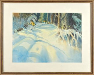 R. Alden Burt Watercolor, Skiers (CTF10)