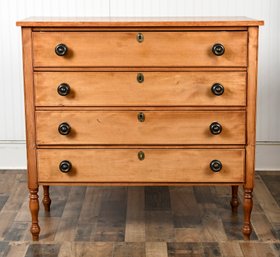 19th C. American Birch Four Drawer Chest (CTF30)