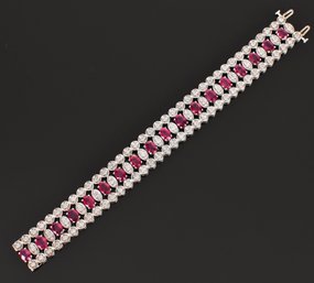 14k White Gold Ruby & Diamond Bracelet (CTF10)