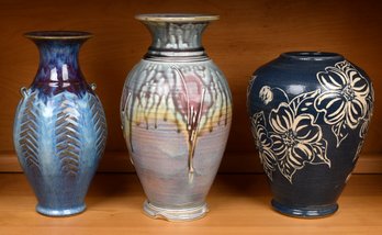 Three Vintage Studio Pottery Vases (CTF20)