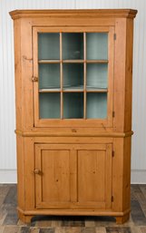 19th C. Country Two-part Corner Cupboard (CTF40)