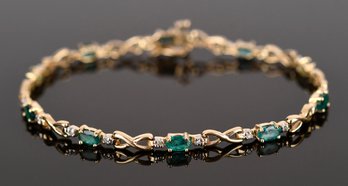 14k Gold Emerald And Diamond Bracelet (CTF10)