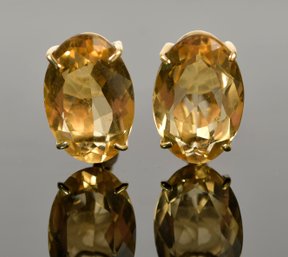 18k Gold Large Citrine Earrings (CTF10)
