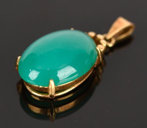 18k Gold Chrysoprase Pendant (CTF10)