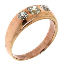 Antique 12k Rose Gold Diamond Ring (CTF10)
