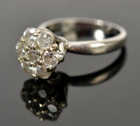 Platinum 1.30 CT. TW. Flower Cluster Diamond Ring (CTF10)