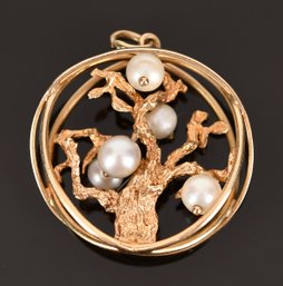 14k Gold Tree Of Life Pearl Pendant Or Charm (CTF10)