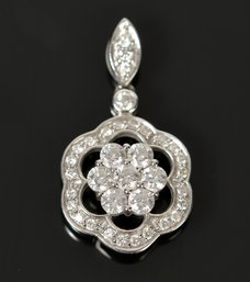 10k White Gold Diamond Cluster Floral Pendant (CTF10)