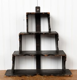 Antique Black Painted Wooden Shelves (CTF10)