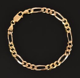 18k Tri-Gold Figaro Link Bracelet (CTF10)