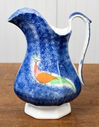 19th C. Peafowl Spatterware Pitcher (CTF10)