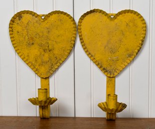 Pr. Vintage Yellow Painted Wall Sconces (CTF10)