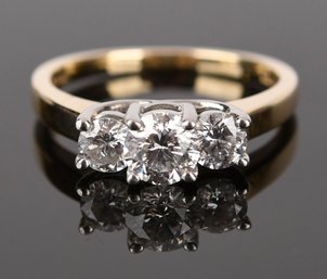 14K Gold Three Stone Diamond Ring (CTF10)