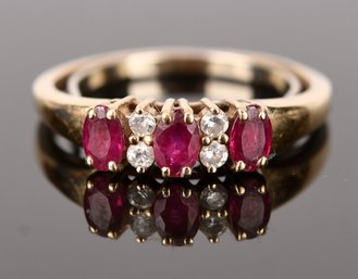 14k Gold Ruby & Diamond Ring(CTF10)