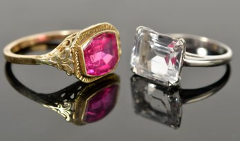 Two 14k Gold Rings W/Synthetic Stones (CTF10)