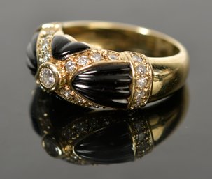 14k Gold, Onyx And Diamond Ring (CTF10)