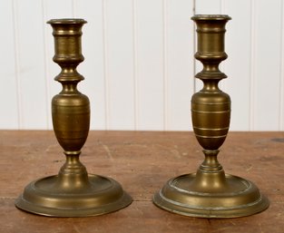 Pr. Antique Brass Candlesticks (CTF10)