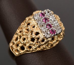 Vintage 14k Gold Diamond And Ruby Ring (CTF10)