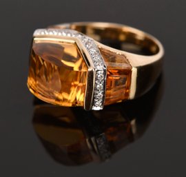 14k Gold Citrine & Diamond Ring (CTF10)