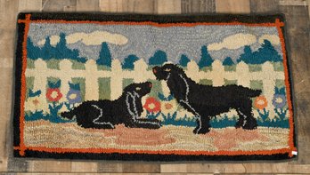 Vintage Hooked Rug, Spaniels (CTF10)