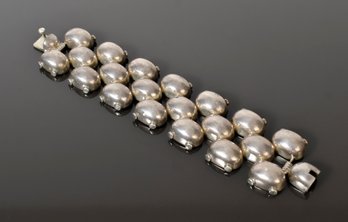 Heavy Sterling Silver Modernist Panther Link Bracelet (CTF10)