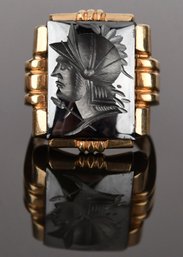 Antique 10k Gold Hematite Intaglio Gentleman's Ring (CTF10)