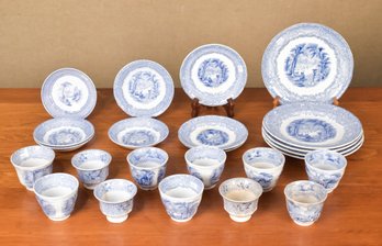 19th C. English Blue Transferware, 24 Pcs (CTF10)