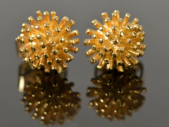 14k Gold Sea Urchin Style Stud Earrings (CTF10)