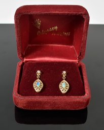14k Gold, Opal & Diamond Earrings (CTF10)